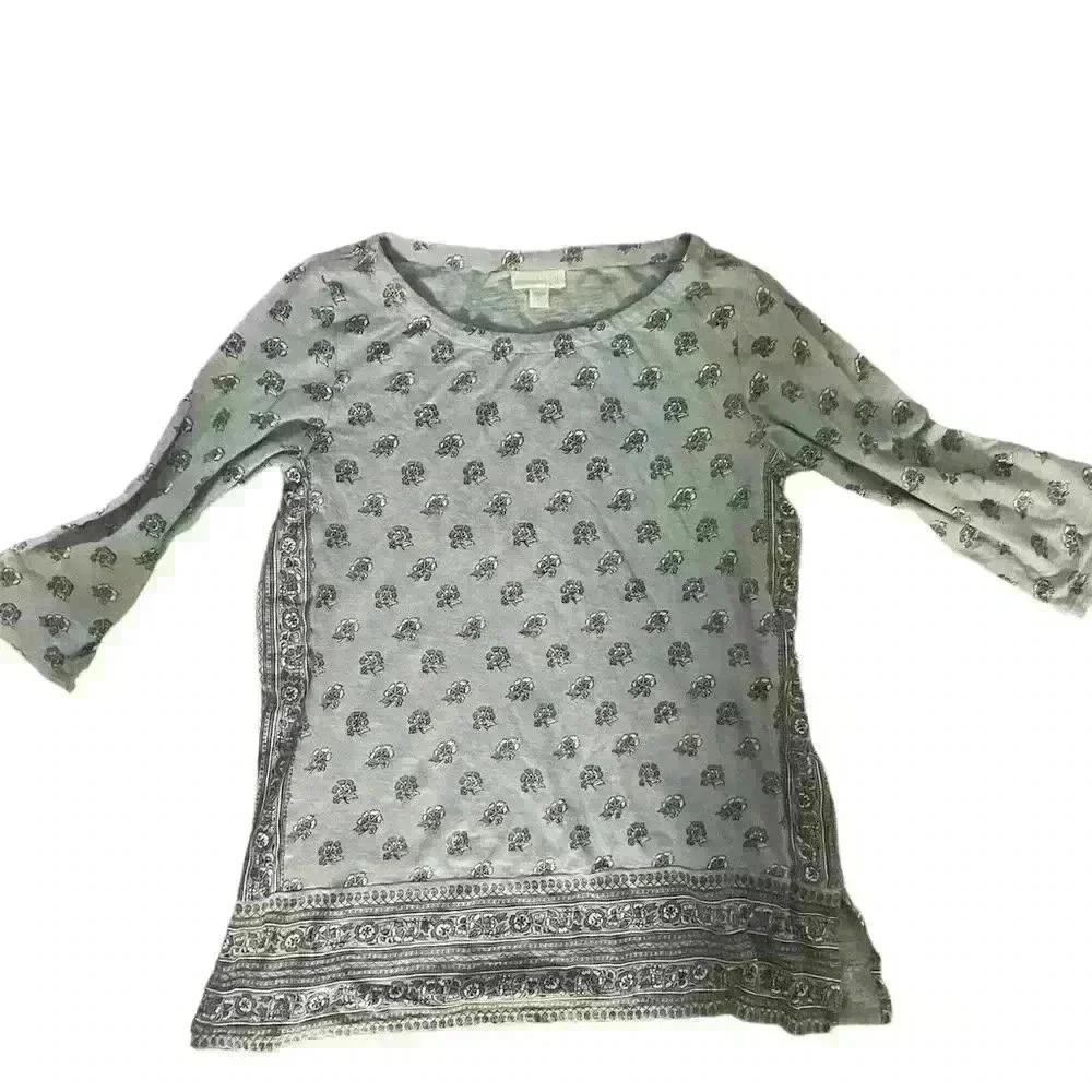 J.Jill -  Size S  Cute Crew-Neck Shirt bohemian Cozy Core Long Sleeve Preppy